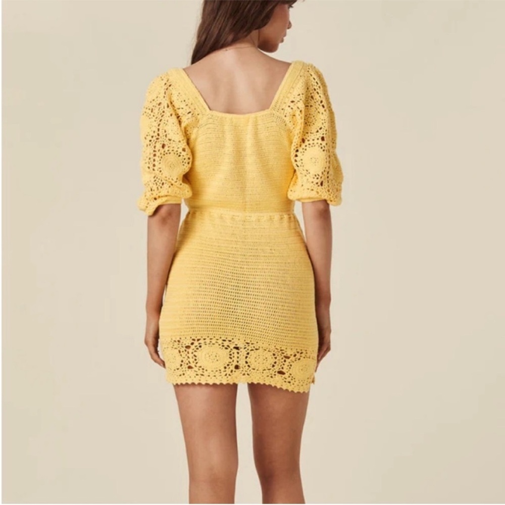 NWT Spell Crochet Doily Puff Sleeve Grannycore Cottagecore Mini Dress Small - Picture 5 of 13